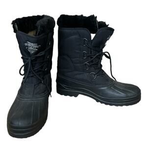 Herman Survivors Addison Winter Boots Faux Fur Trim Black Size 9